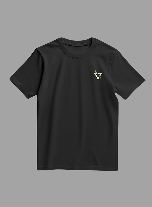 Black t-shirt with a snake design on the back against a gray background
